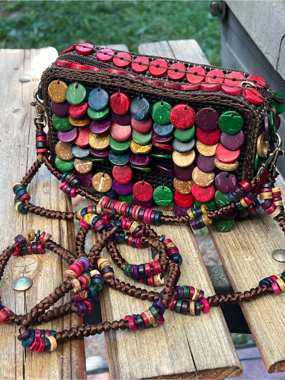 Boho Multicolor Sequin Crossbody Bag
